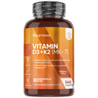 Vitamin-D3+K2-Tablettenflasche (MK-7) von WeightWorld mit 365 Tabletten Etikett