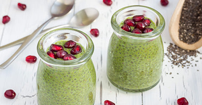 Matcha Tee und Chia Pudding