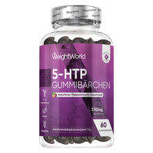 WeightWorld 5-HTP Gummibärchen in Glasflasche mit 60 Gummies, lila Etikett