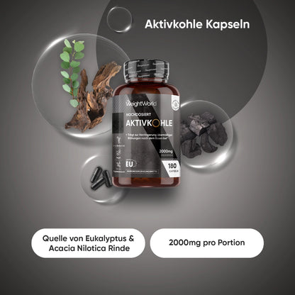 Hochdosiert Aktivkohle 2000mg pro Portion