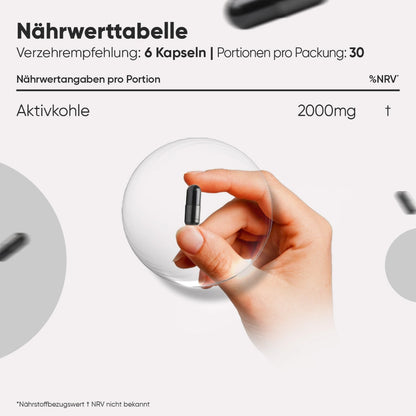 WeightWorld Hochdosierte Aktivkohle Kapeln Nährstofftabelle