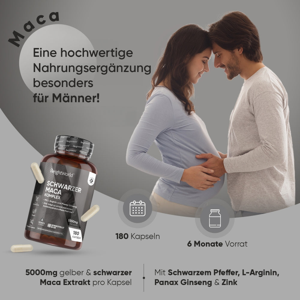 WeightWorld Schwarzer Maca Komplex Kapseln - 6 Monate Vorrat