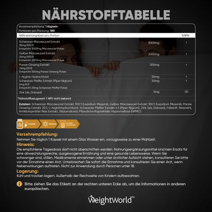 WeightWorld Schwarzer Maca Komplex Kapseln Anwendung