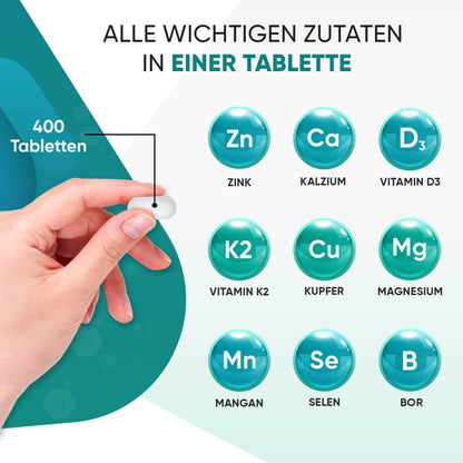 Alle Wichtigen Zutaten in einer  Kalzium, Magnesium & Zink Tabletten