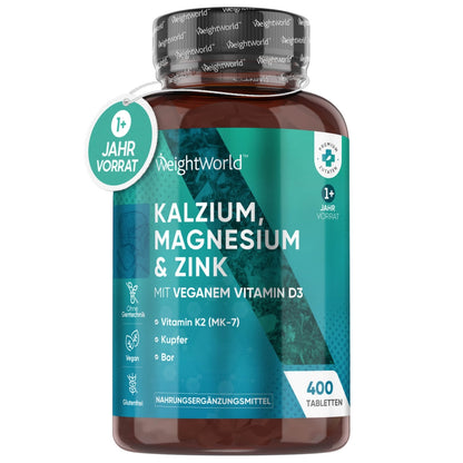 Weightworld Kalzium, Magnesium & Zink Tabletten mit Vitamin D3