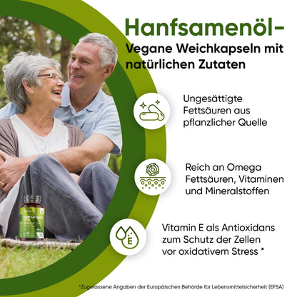 Hanfsamenöl, vegane Weichkapseln mit natürlichen Inhaltsstoffen