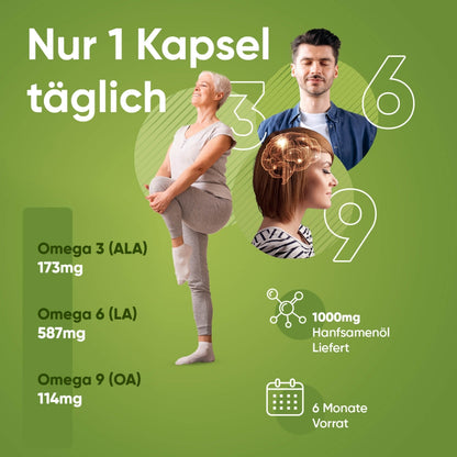 1000 mg Hanfsamenöl Weichkapseln, Vorrat für 6 Monate