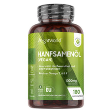 WeightWorld Hanfsamenöl Weichkapseln mit Omega 3,6 & 9 