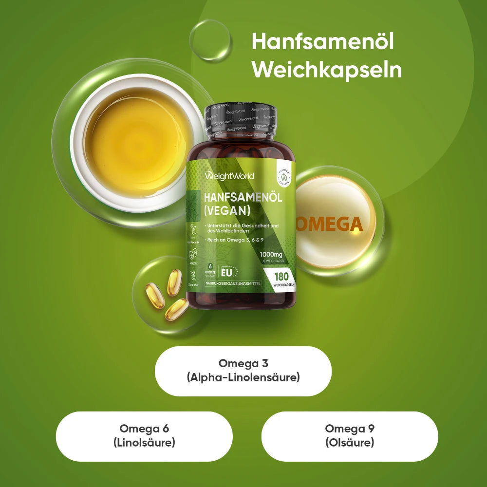 Hanfsamenöl Weichkapseln mit Omega 3,6 & 9