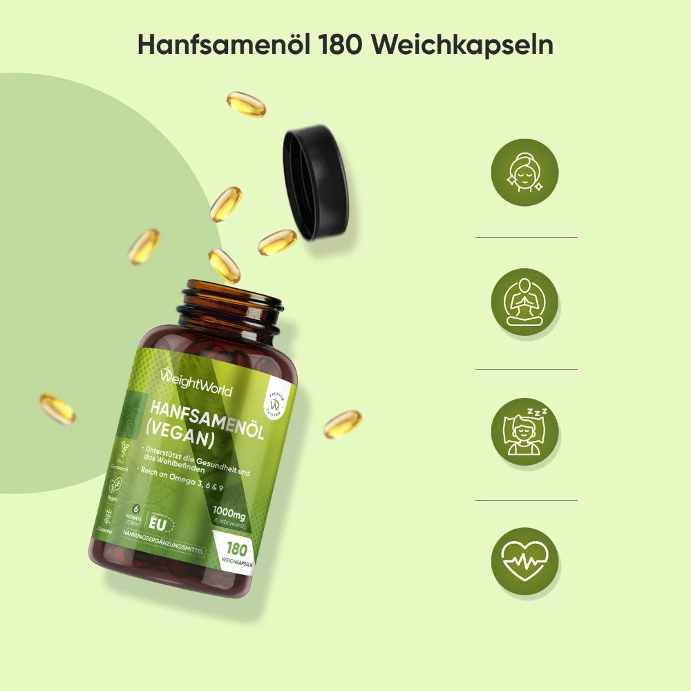 Hanfsamenöl Weichkapseln mit Omega 3,6 & 9