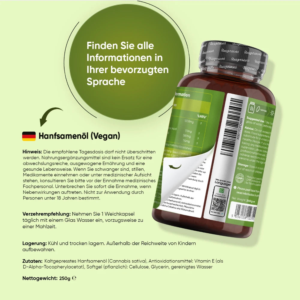 Hanfsamenöl Weichkapseln mit Omega 3,6 & 9
