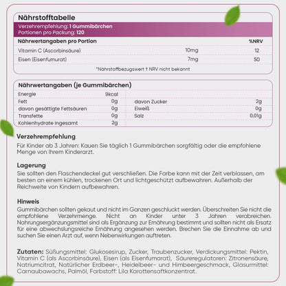 Eisen und vitamin c gummibärchen für kinder anwendung 