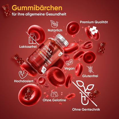 Eisen Gummibärchen mit Vitamin C für Ihre allgemeine Gesundheit.