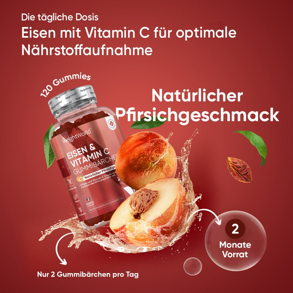 WeightWorld Eisen Gummibärchen mit Vitamin C vegan & glutenfrei
