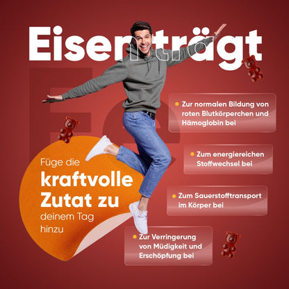 Eisen-Gummibärchen mit Vitamin C für einen energiereichen Tag.