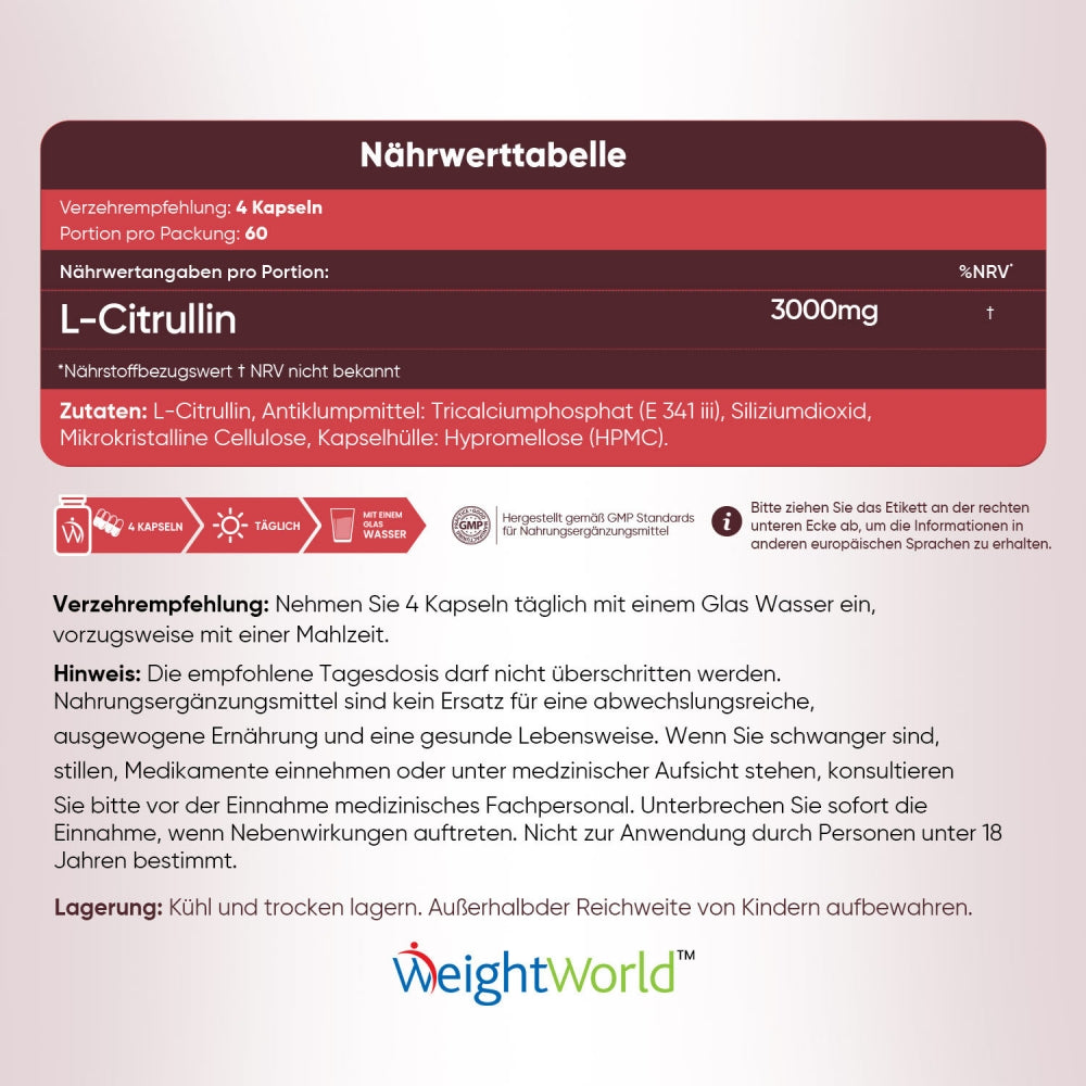 WeightWorld L-Citrullin Kapseln Anwendung