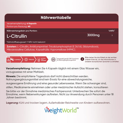 WeightWorld L-Citrullin Kapseln Anwendung