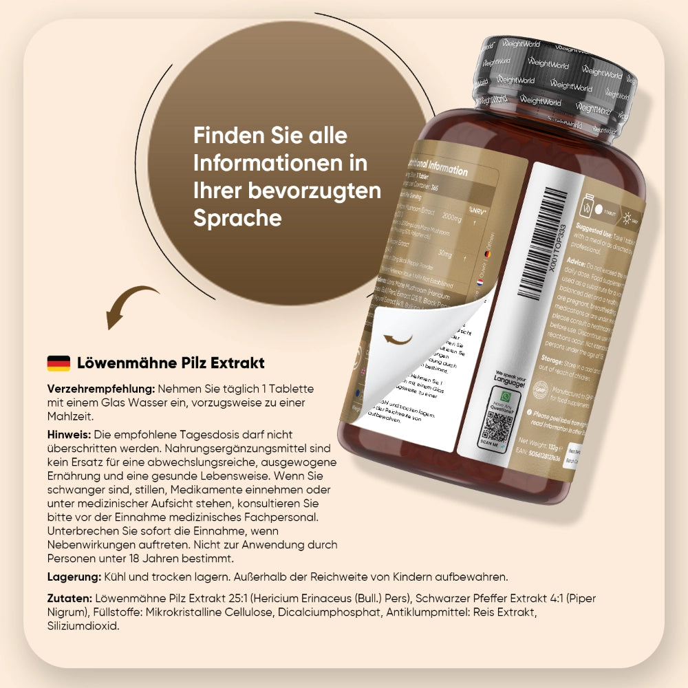 Dosierung, Lagerung und Anwendungshinweise von Löwenmähne Pilz Tabletten