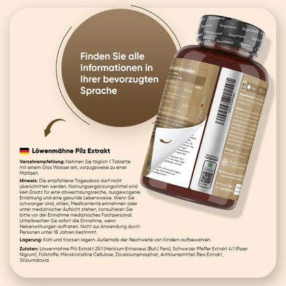 Dosierung, Lagerung und Anwendungshinweise von Löwenmähne Pilz Tabletten