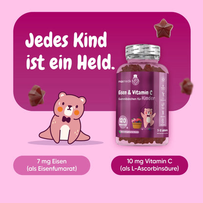 Eisen und Vitamin C Gummibärchen für Kinder
