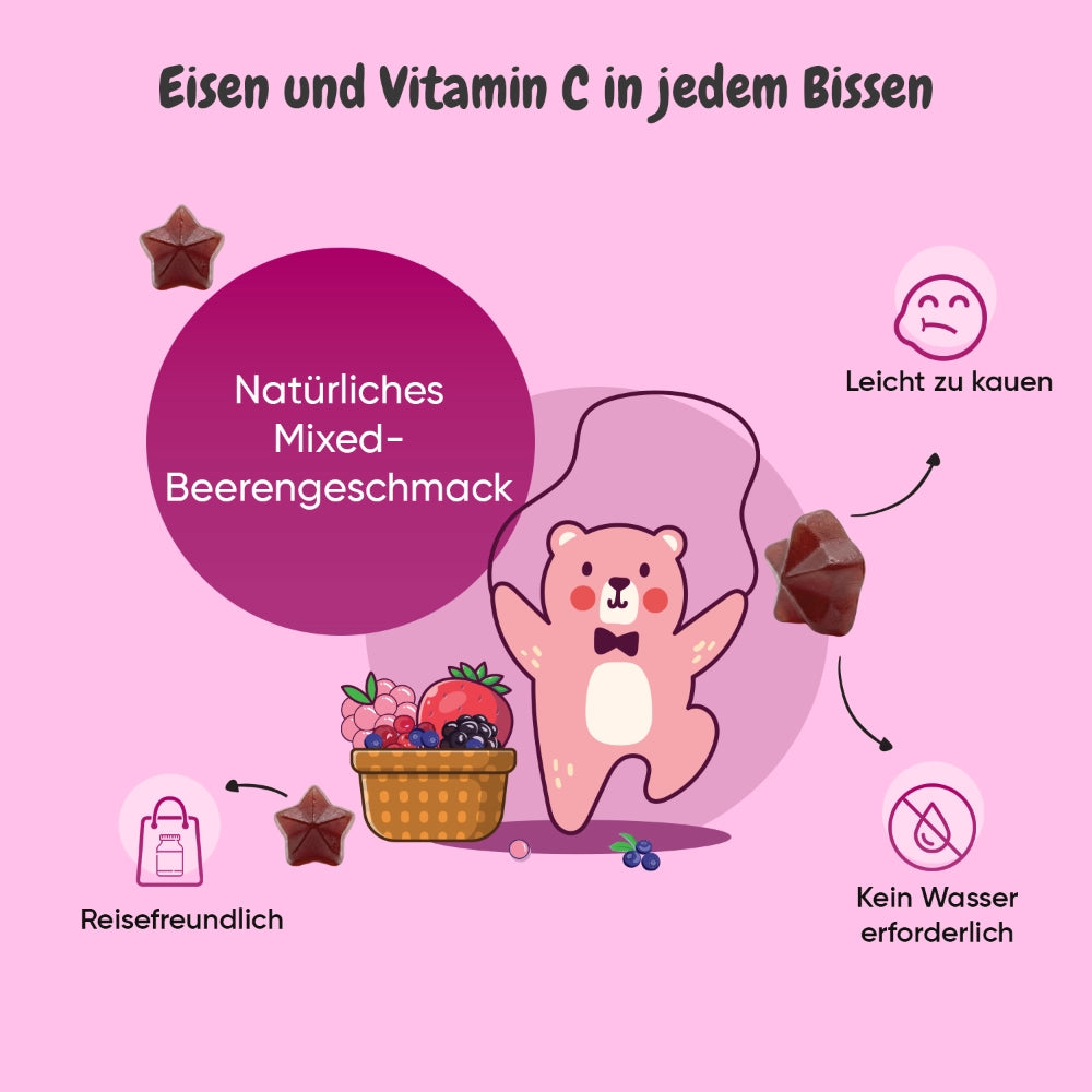 Eisen und Vitamin C Gummibärchen für Kinder