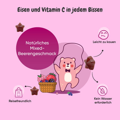 Eisen und Vitamin C Gummibärchen für Kinder