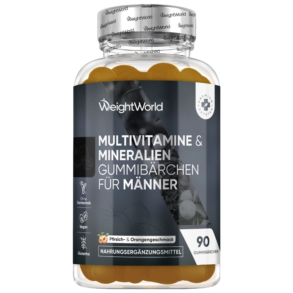 WeightWorld Multivitamine- & Mineralien-Gummibärchen für Männer, 90 Stück in Flasche