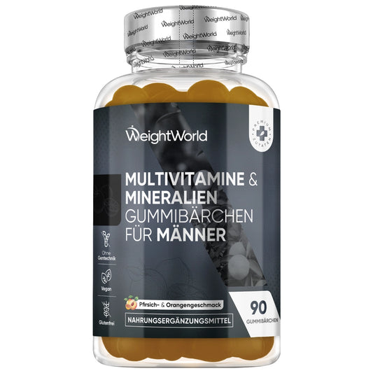 WeightWorld Multivitamine- & Mineralien-Gummibärchen für Männer, 90 Stück in Flasche