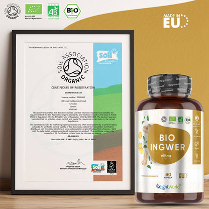 Ingwer-Kapseln, Soil Association zertifiziert nach ökologischen Standards