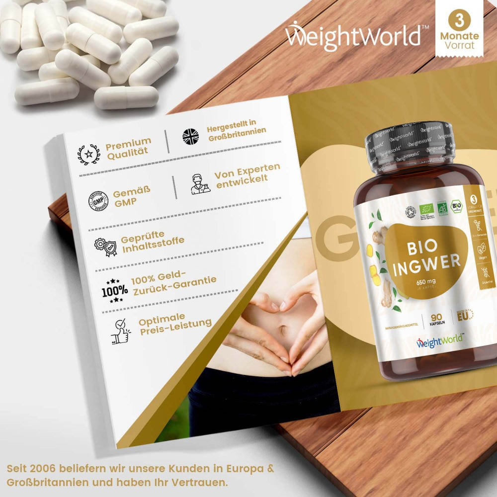 WeightWorld Bio Ingwer Kapseln, Premium-Qualität und Geld-zurück-Garantie