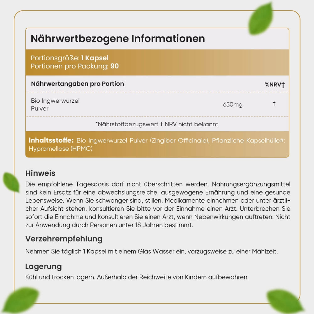 WeightWorld Bio Ingwer Kapseln Anwendung