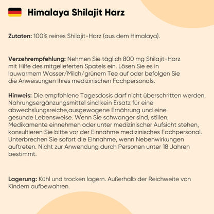 Zutaten, Hinweise & Lagerung von Reines Himalayan Shilajit 50g