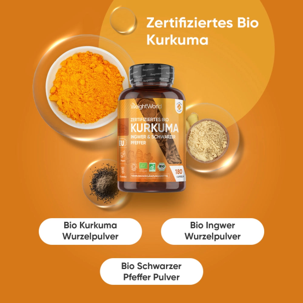 Bio Kurkuma & Ingwer 180 Kapseln | 1520 mg