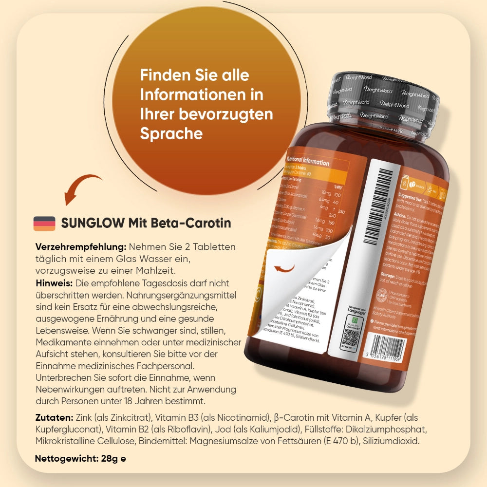 Sunglow Bräunungstabletten mit Beta Carotin