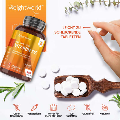 Merkmale von WeightWorld Vitamin D3 Tabletten
