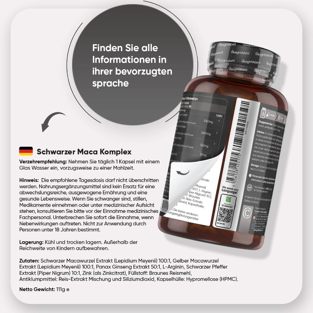Schwarzer Maca Komplex Kapseln