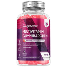 Multivitamin-Gummibärchen im Glas mit WeightWorld-Label und Erdbeergeschmack
