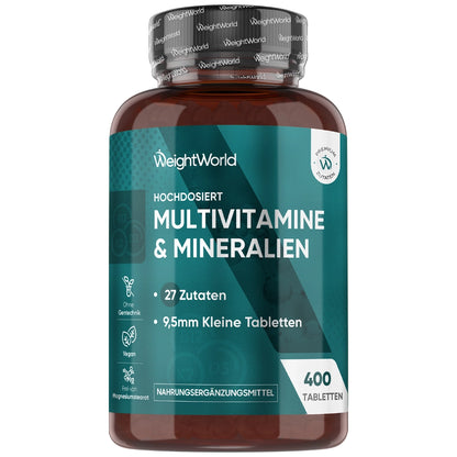 WeightWorld Multivitamin- und Mineralstoff-Tabletten, 400 Tabletten, 27 Zutaten