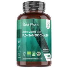 Bio-Flohsamenschalen-Kapseln, braune Dose mit Etikett, 180 Kapseln