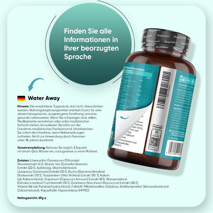 Rückseite des Kapsel-Glases mit Infotext und Barcode