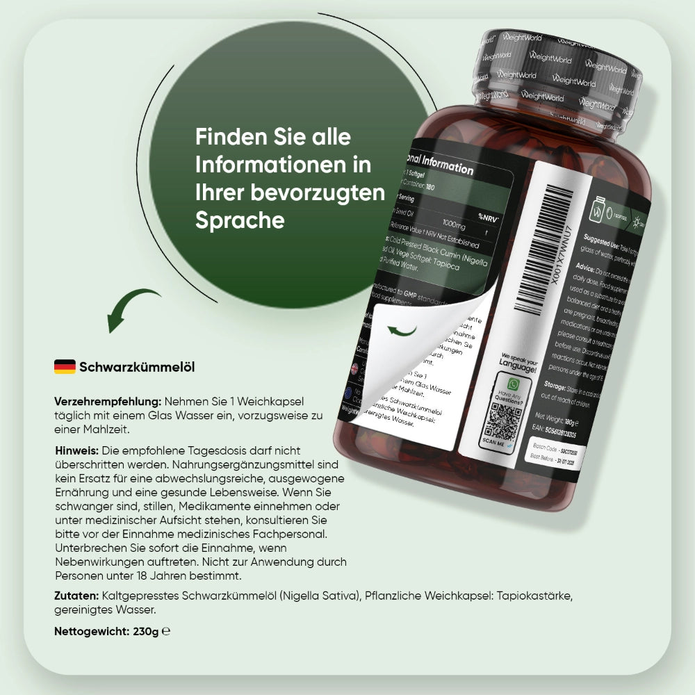 Kaltgepresstes Schwarzkümmelöl Weichkapseln