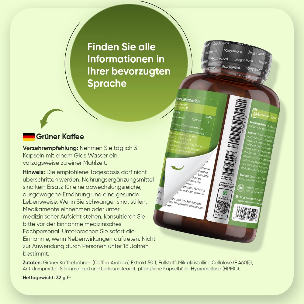 Reiner Grüner Kaffee Extrakt Kapseln
