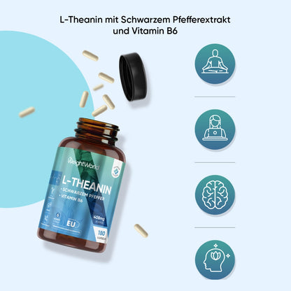 L-Theanin Kapseln mit schwarzem Pfeffer und Vitamin B6