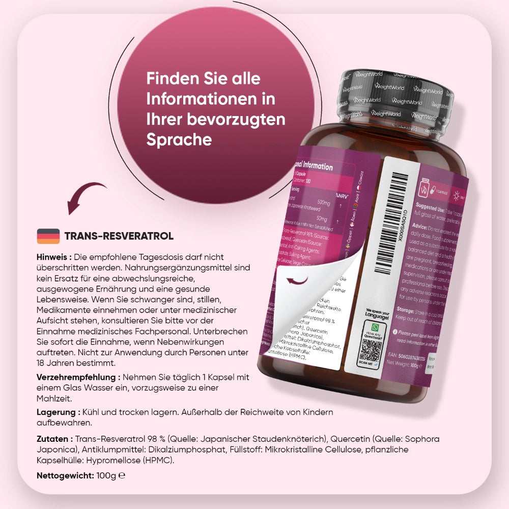 Trans-Resveratrol Kapseln mit Quercetin