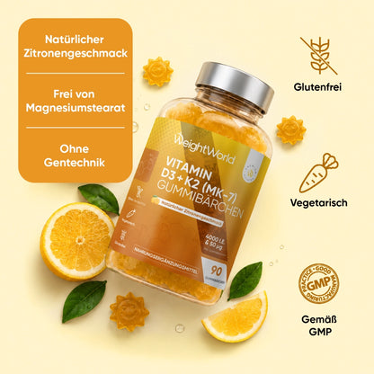 WeightWorld Vitamin D3 + K2 (MK-7) Gummibärchen