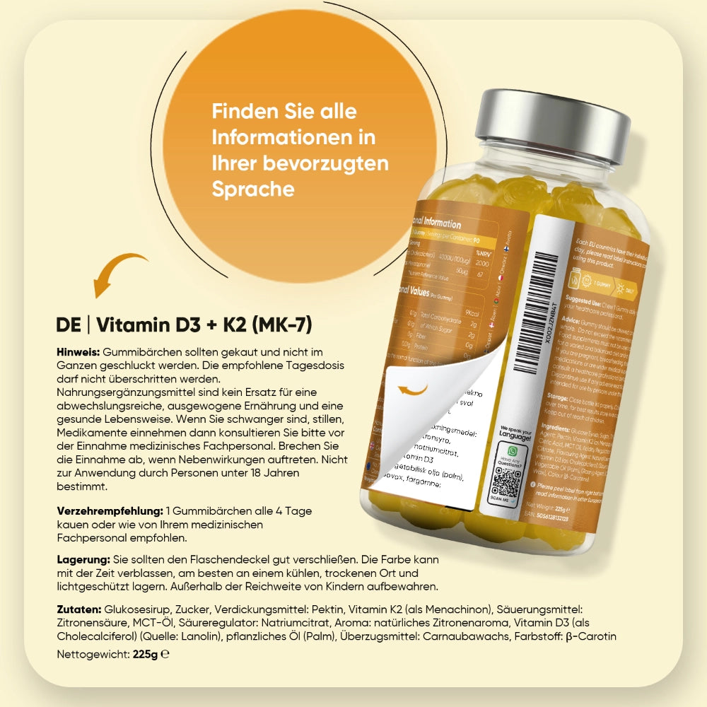 WeightWorld Vitamin D3 + K2 (MK-7) Gummibärchen