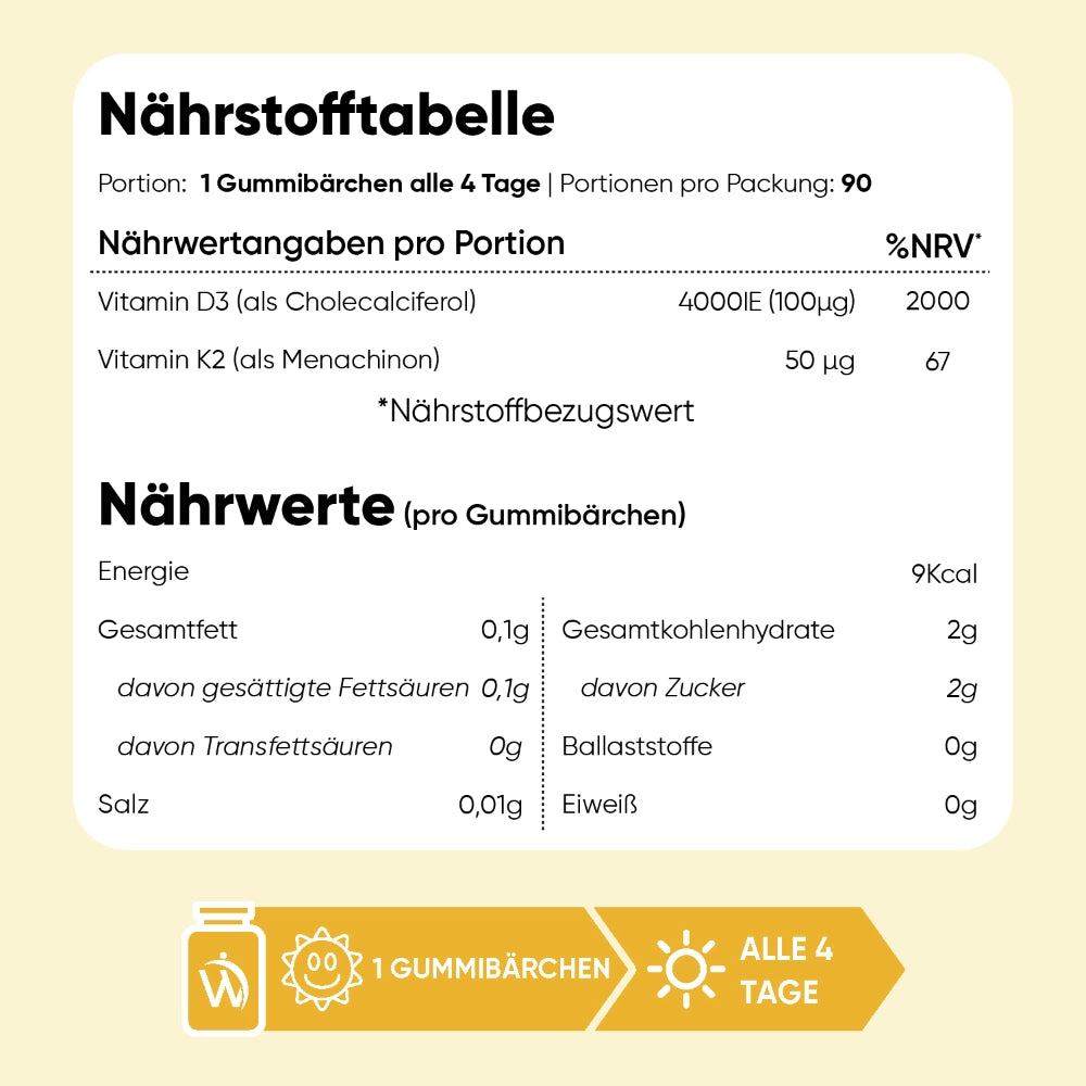 WeightWorld Vitamin D3 + K2 (MK-7) Gummibärchen